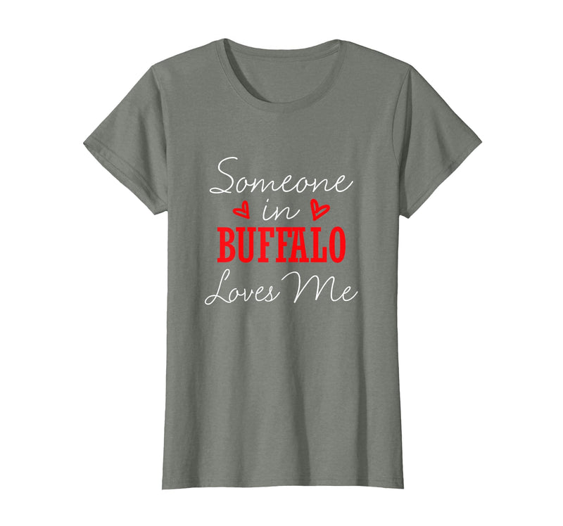 Long Distance Relationships Gifts Someone in Buffalo Loves Me Relationship Couple New York T-Shirt - Olive Heather