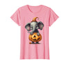 Cute Elephant Wearing A Pumpkin Halloween Cloths Cute Elephant Wearing A Pumpkin Halloween Funny Elephant T-Shirt - Pink