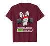 Bunny Gym Rabbit Weights Installing Muscles T-Shirt in Burgundy
