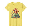 Mademark Small Monkey Riding Giant Tortoise Funny Animal Art T-Shirt - Women - Lemon Yellow