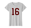 Maroon Number 16 Jersey Player Uniform #16 Gifts Maroon and White Number 16 Jersey Player Uniform #16 Fan T-Shirt - Silver