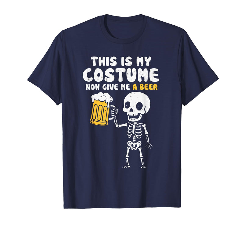 Halloween Tees Women Men Kids This is My Costume Beer Halloween Party Drinking Dad Mens T-Shirt - Navy Blue