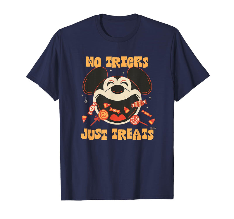 Disney Mickey Mouse Halloween Candy No Tricks Just Treats T-Shirt - Navy Blue