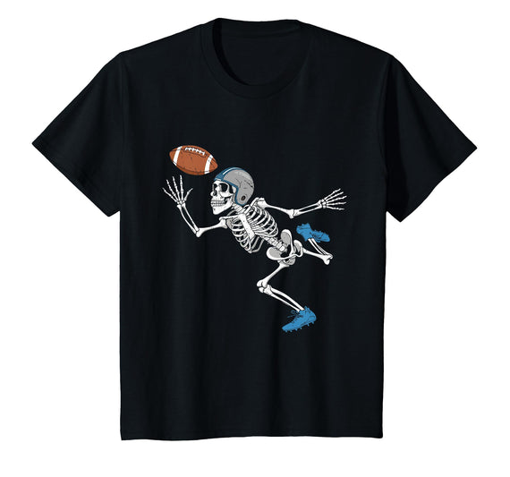 Halloween Shirts Women Men Kids Football Skeleton Halloween Player Catcher Mens Boys Kids T-Shirt - Black