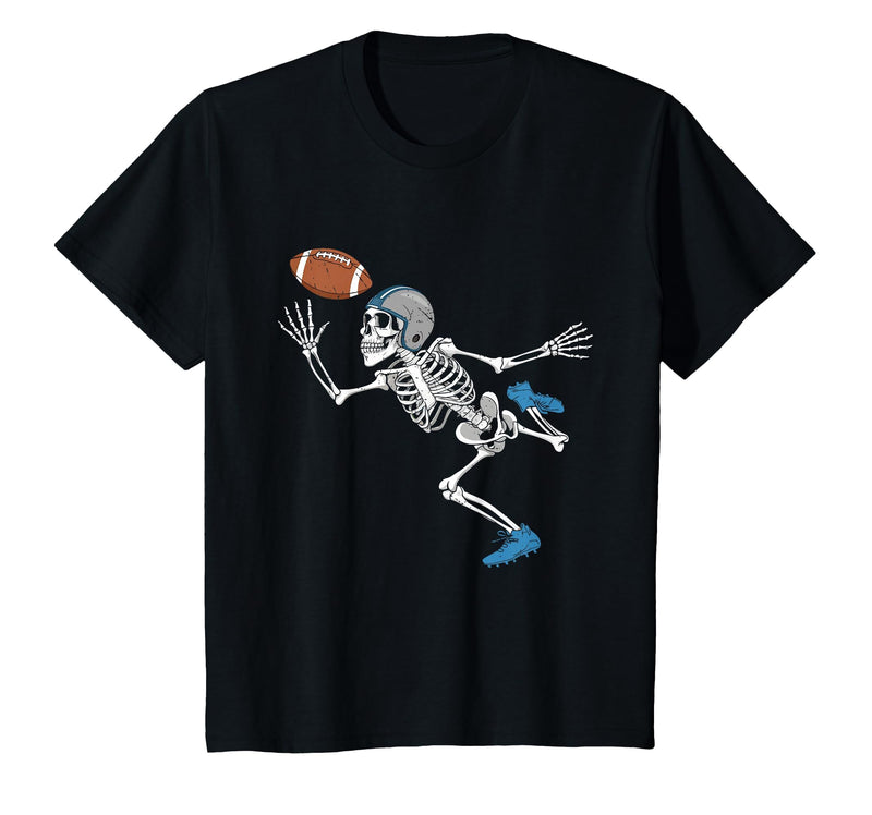 Halloween Shirts Women Men Kids Football Skeleton Halloween Player Catcher Mens Boys Kids T-Shirt - Black