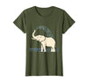 Mademark Elephant Spraying Water Raised Trunk Illustration T-Shirt - Women - Olive Green