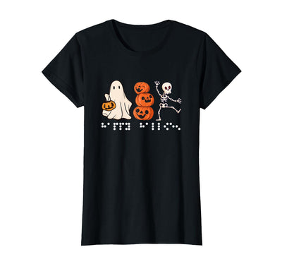 Awesome Braille Tees Simulated Braille Halloween Tee for TVI Braillist Holiday T-Shirt