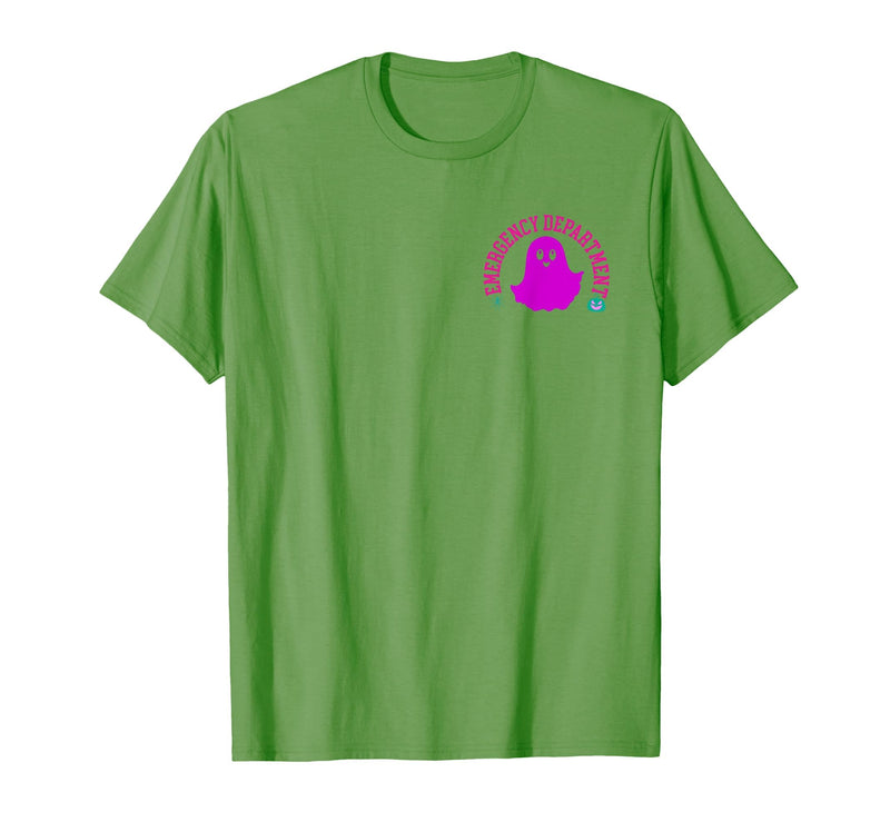 ER Nurse Halloween Pumpkin Emergency Department Spooky Emergency Department Ghost ER Nurse Halloween T-Shirt - Grass Green
