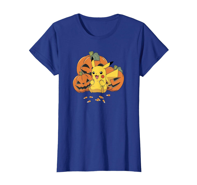 Pokémon Halloween Pikachu Cute Pumpkin Candy Corn T-Shirt - Royal Blue