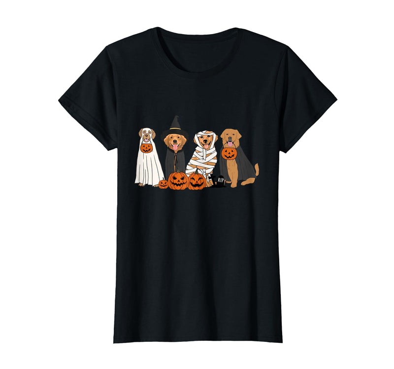 Golden Retriever Dog Ghost In Boo Sheet Women Men Funny Golden Retriever Dog Ghost in Boo Sheet Halloween T-Shirt - Black