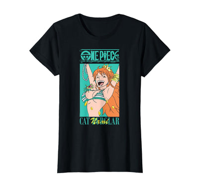 One Piece Anime Cat Burglar Nami Teal Logo T-Shirt