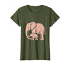 Mademark Mama Elephant Trunk Wrapped Around Baby T-Shirt - Women - Olive Green
