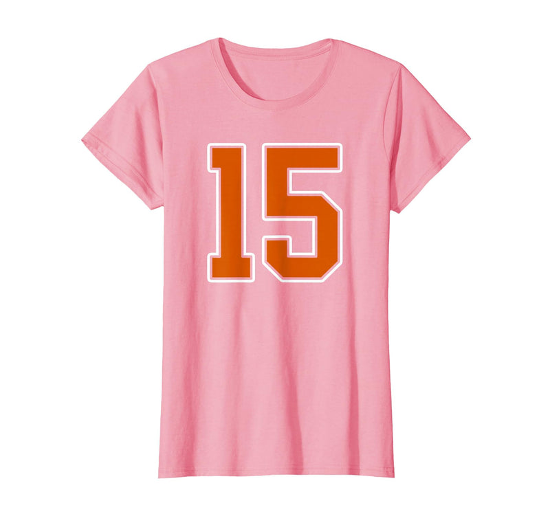 Number 15 Jersey Player Uniform #15 Gifts Burnt Orange White Number 15 Jersey Player Uniform #15 T-Shirt - Pink