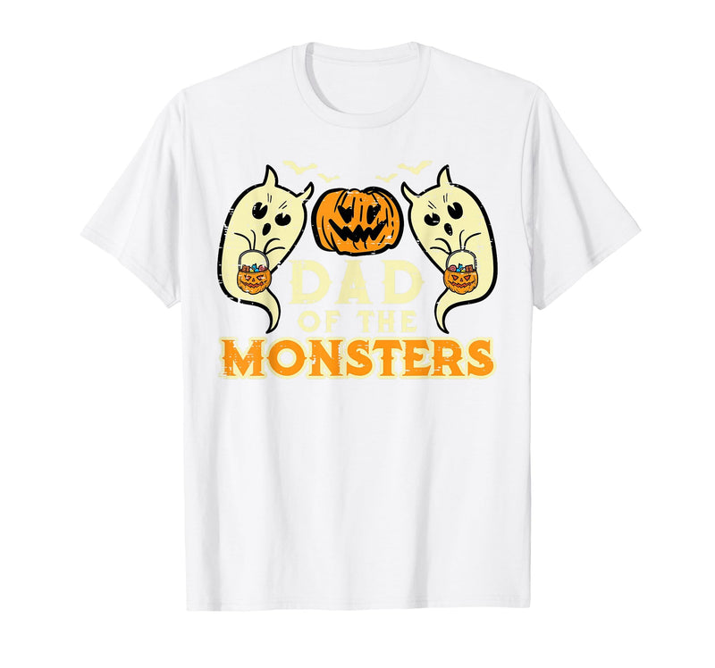 Mens Halloween Shirts For Dad Daddy Papa Men Halloween Dad of Monsters Funny Family Costume Papa Daddy T-Shirt - White