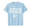 Funny Halloween Costume Holiday Party Gift I'm with The Pickle Funny Halloween Costume Matching Couples T-Shirt - Baby Blue