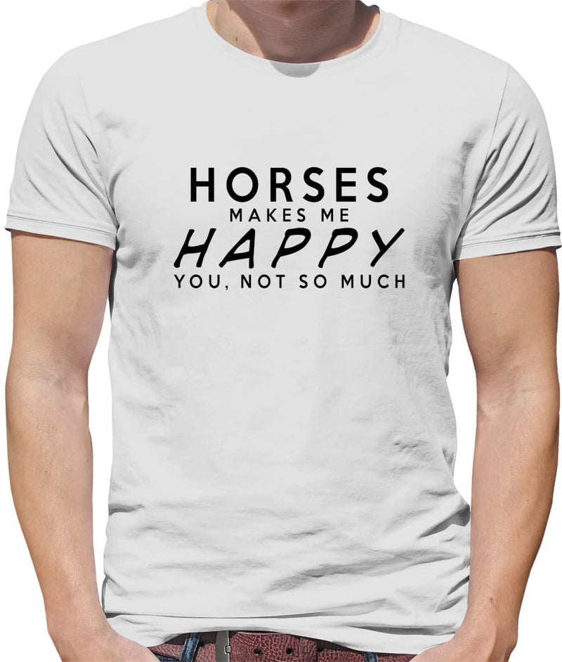 Dressdown Horses Makes Me Happy - Mens Premium Cotton T-Shirt - White