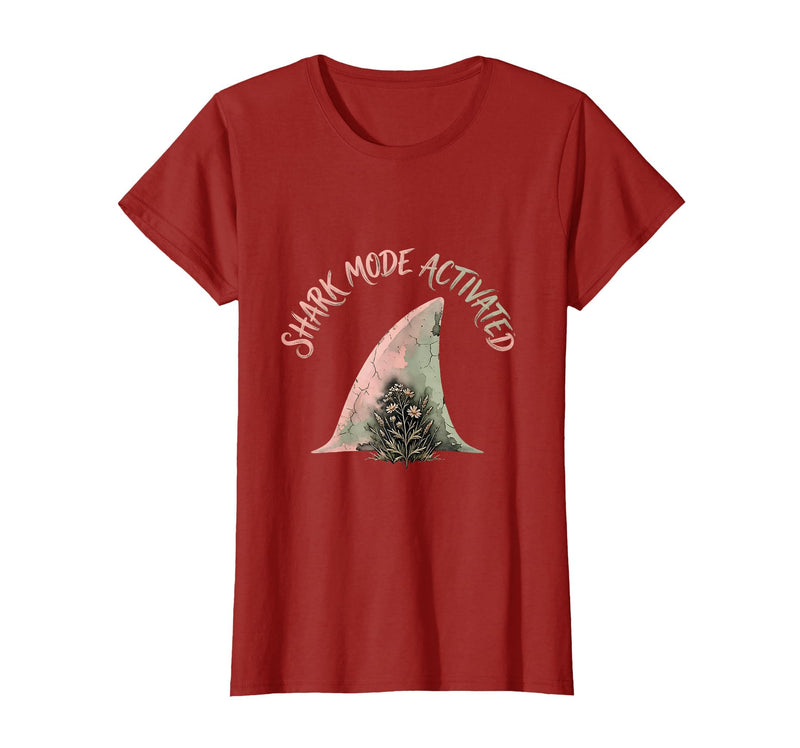 Mademark Shark Mode Activated Fierce Women Design T-Shirt - Cranberry Red