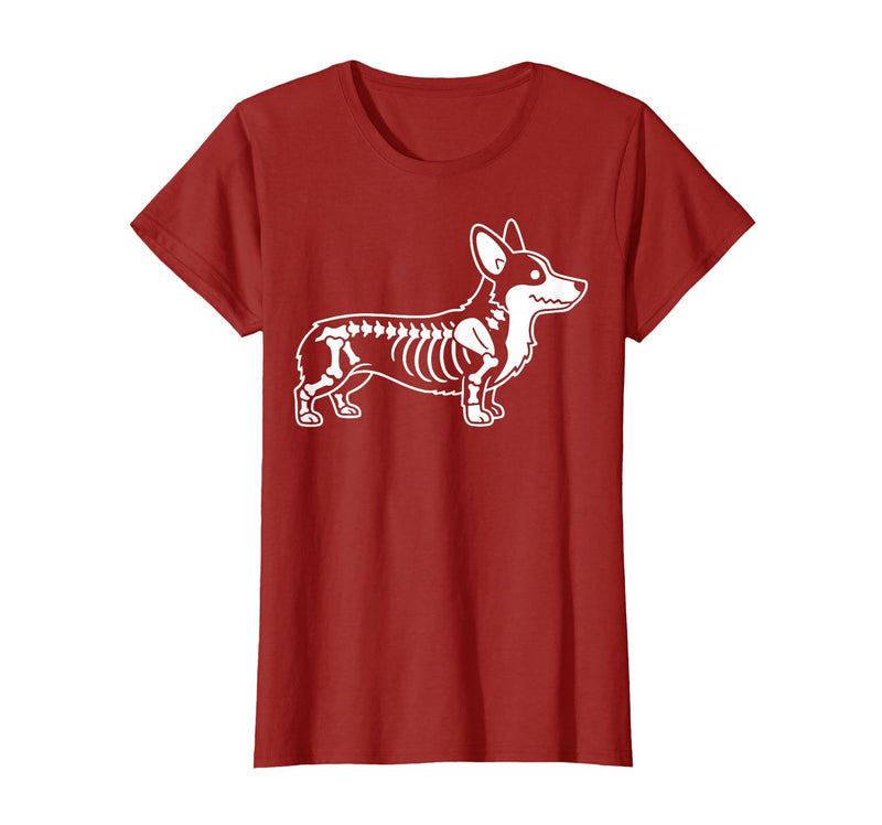 Halloween Corgi Skeleton Spooky Costume Corgi Skeleton Halloween T-Shirt - Cranberry Red