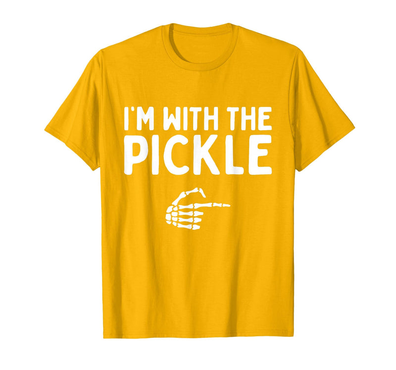 Funny Halloween Costume Holiday Party Gift I'm with The Pickle Funny Halloween Costume Matching Couples T-Shirt - Golden