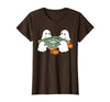 Mahjong Player Halloween Ghost Playing Mahjong Halloween Ghost Playing Mahjong Spooky Season Game Day Fall T-Shirt - Brown