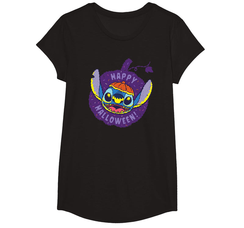 Disney Lilo & Stitch Jack-o’-Lantern Pumpkin Happy Halloween T-Shirt - Black