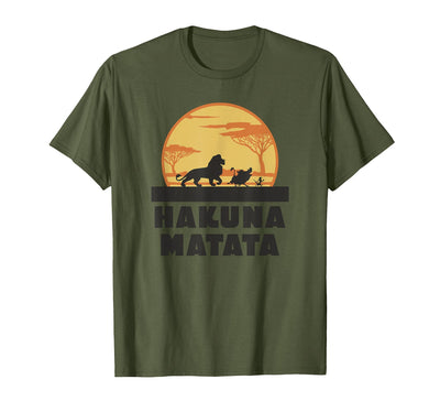 The Lion King Hakuna Matata Crew Sideview Silhouettes T-Shirt, Men, Olive Green, Large