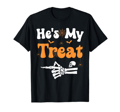 She's My Trick He's My Treat Halloween Couple Tees He's My Treat Skeleton Couples Matching Couple Halloween T-Shirt