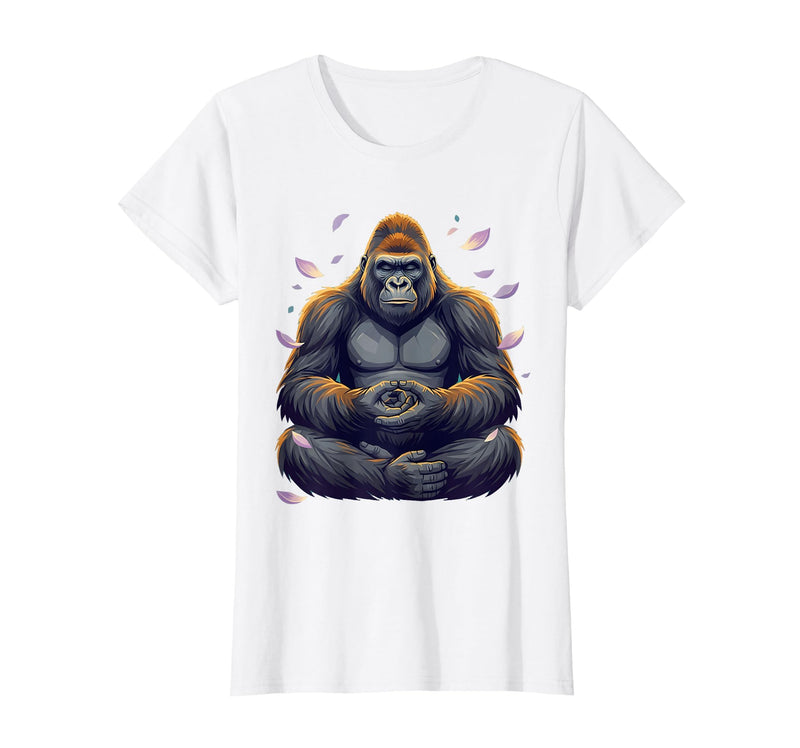 Mademark Meditating Gorilla Zen Monkey Graphic Design T-Shirt - Women - White