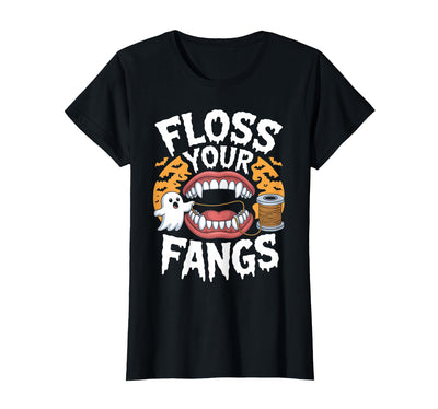 Spooky Dental Office Halloween Dental Crew Ghost Floss Your Fangs Dental Halloween Shirt Dentist Halloween T-Shirt