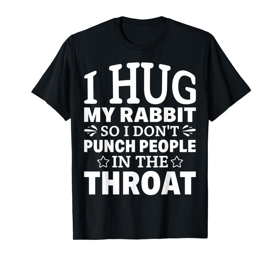 I Hug My Rabbit I Easter Bunny Design Lionhead Rabbit T-Shirt in Black