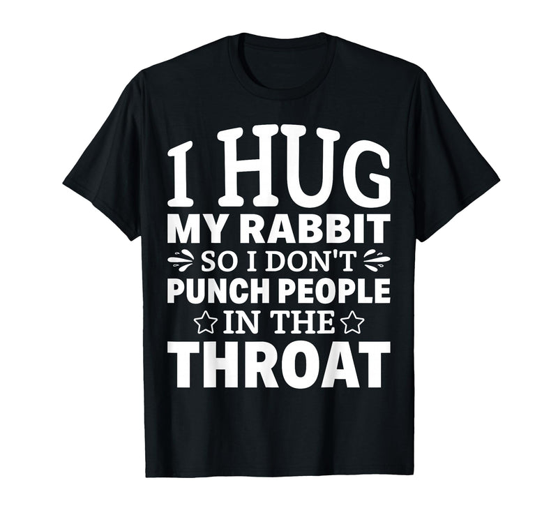 I Hug My Rabbit I Easter Bunny Design Lionhead Rabbit T-Shirt in Black
