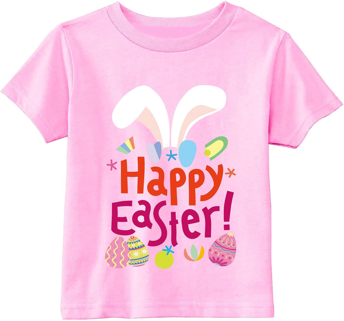 Easter Day Gift for Toddler Boy Baby Girl Tractor Loving Bunny T-Shirt in Bunny Ears-pink