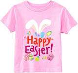 Easter Day Gift for Toddler Boy Baby Girl Tractor Loving Bunny T-Shirt in Bunny Ears-pink