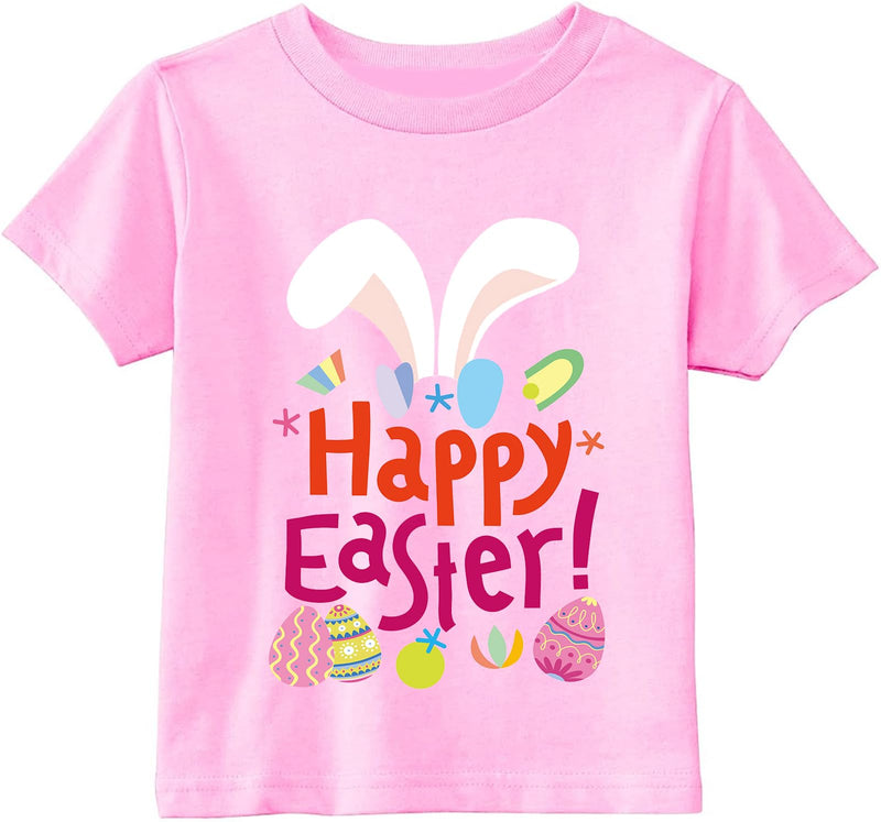 Easter Day Gift for Toddler Boy Baby Girl Tractor Loving Bunny T-Shirt in Bunny Ears-pink