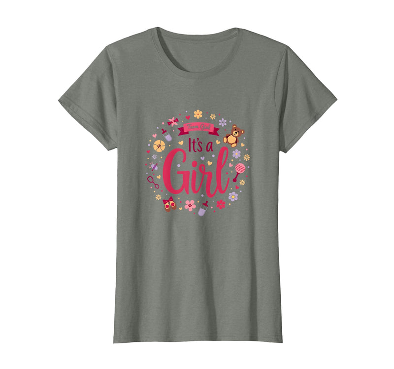 Mademark Team Girl Its a Girl Baby Shower Celebration T-Shirt - Olive Heather