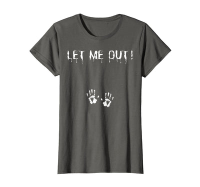 Spooky Halloween Costume Outfit Vintage Let Me Out Pregnancy Hand Print Pregnant Halloween T-Shirt