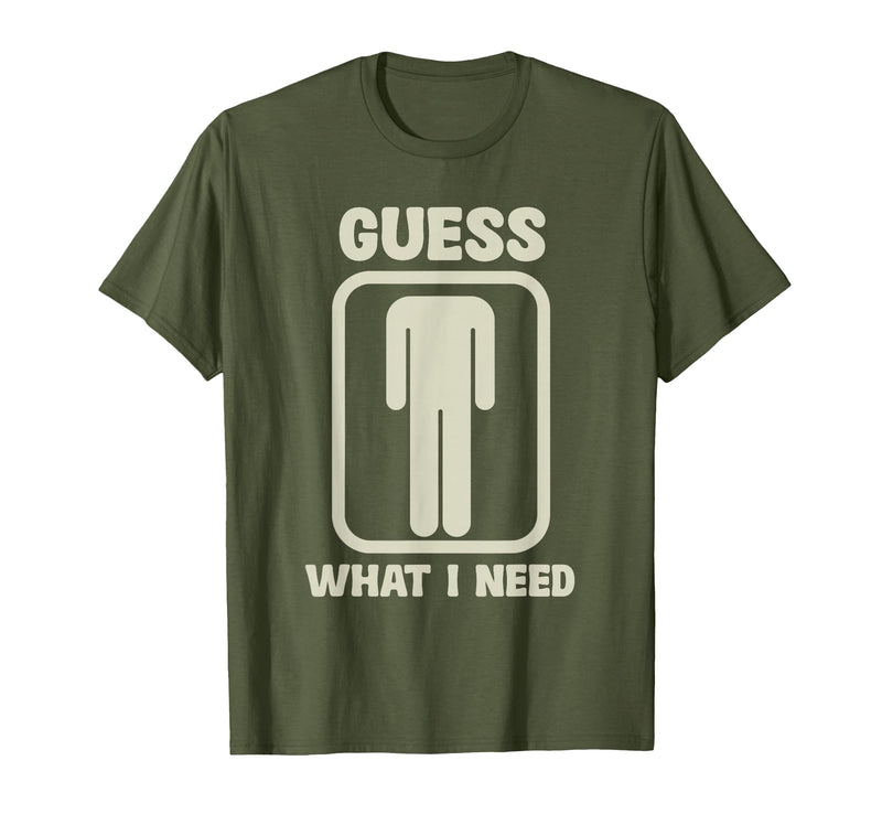 Humor Head Halloween Party Fun Guess What I Need Head Graphic T-Shirt - Olive Green