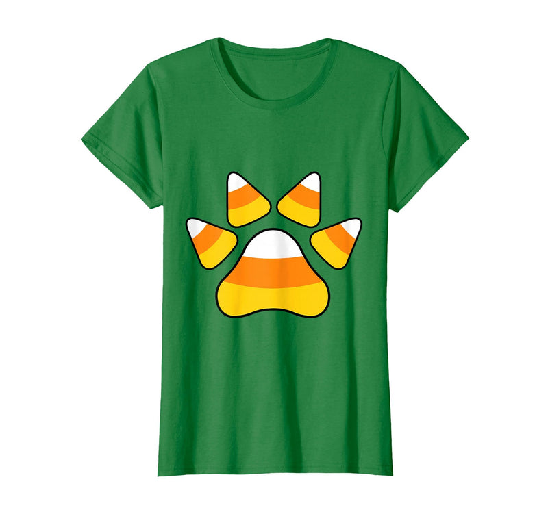 Scary Halloween Tees For Adults and Kids Halloween Candy Corn Paw Print T-Shirt for Animal Lovers T-Shirt - Kelly Green