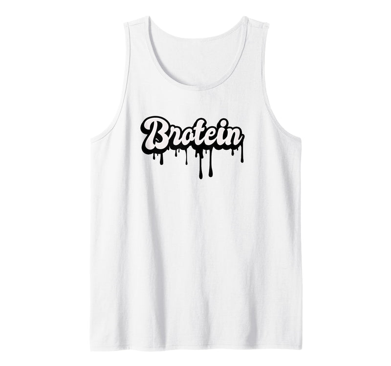 Queer & Gay Body Builder Daddy Bear Muscle Jock Funny Gay Men's Muscle Gym Bro - Protein Shake Brotein Tank Top - White