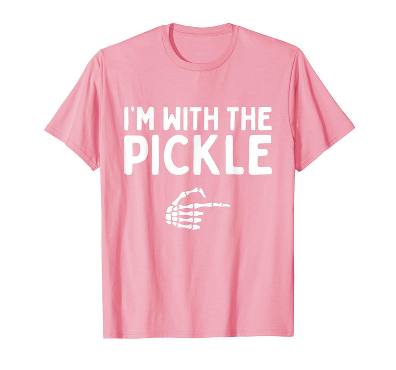 Funny Halloween Costume Holiday Party Gift I'm with The Pickle Funny Halloween Costume Matching Couples T-Shirt - Pink
