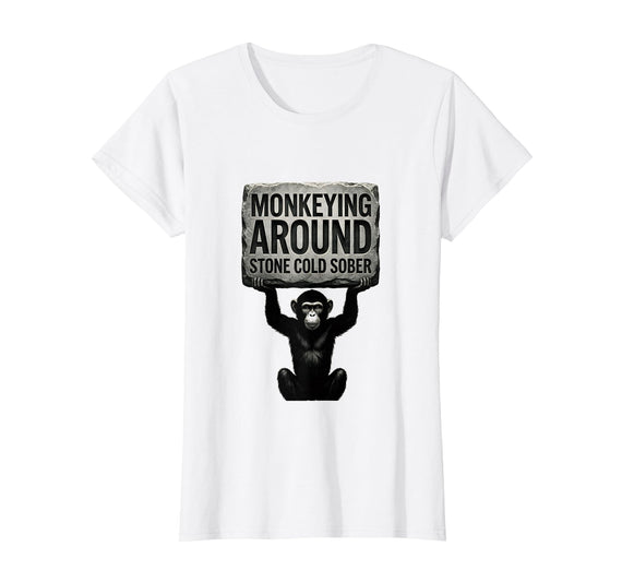 Mademark Monkeying Around Stone Cold Sober Design T-Shirt - Women - White