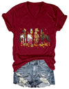 Niaday Fall Horse Shirt Men Women Graphic Short Sleeve T-Shirt Tee, Fall Season Horses Horse Lover Shirt - Claret1