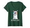 Llama Life Apparel Women's No Prob-Llama No Problem Cute Funny Cool Llama Alpaca V-Neck T-Shirt - Dark Green
