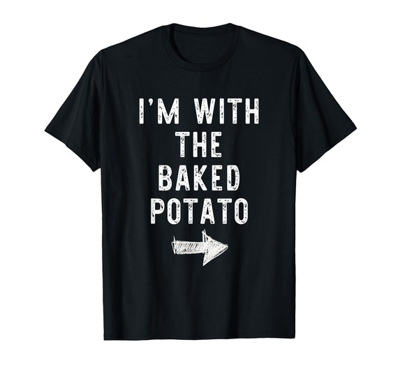 Im With The Baked Potato Halloween Costume I’m with The Baked Potato Funny Halloween Couple Costume T-Shirt - Black