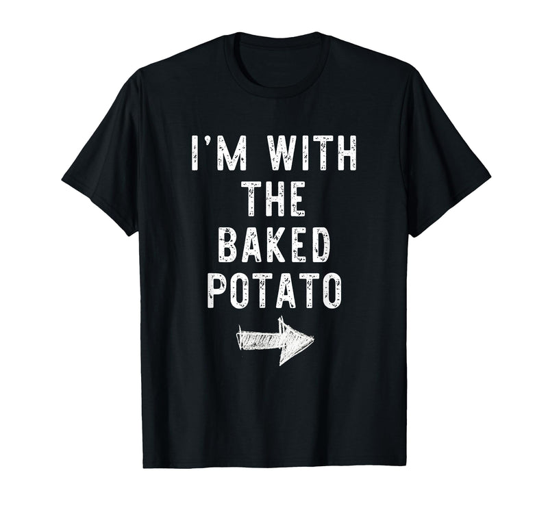 Im With The Baked Potato Halloween Costume I’m with The Baked Potato Funny Halloween Couple Costume T-Shirt - Black