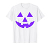 Trick or Treat Funny Halloween Costumes Party Tees Jack O Lantern Scary Carved Pumpkin Face Halloween Purple T-Shirt - White
