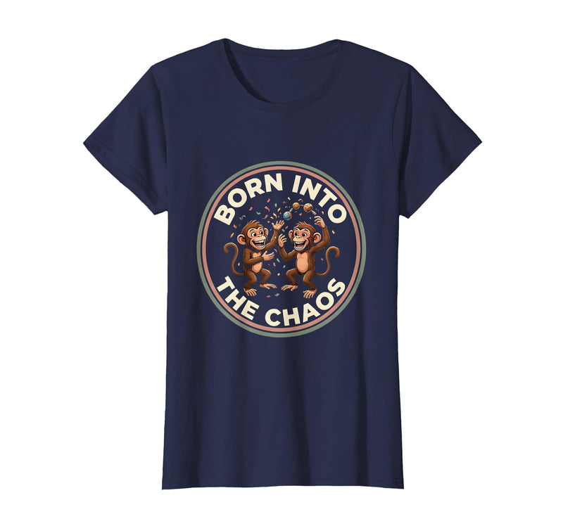 Mademark Born Into The Chaos Circus Monkey Design T-Shirt - Women - Navy Blue