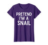Snail Costume Party Lazy Snail Halloween Costume Pretend I'm A Snail Costume Party Funny Halloween Snail T-Shirt - Purple