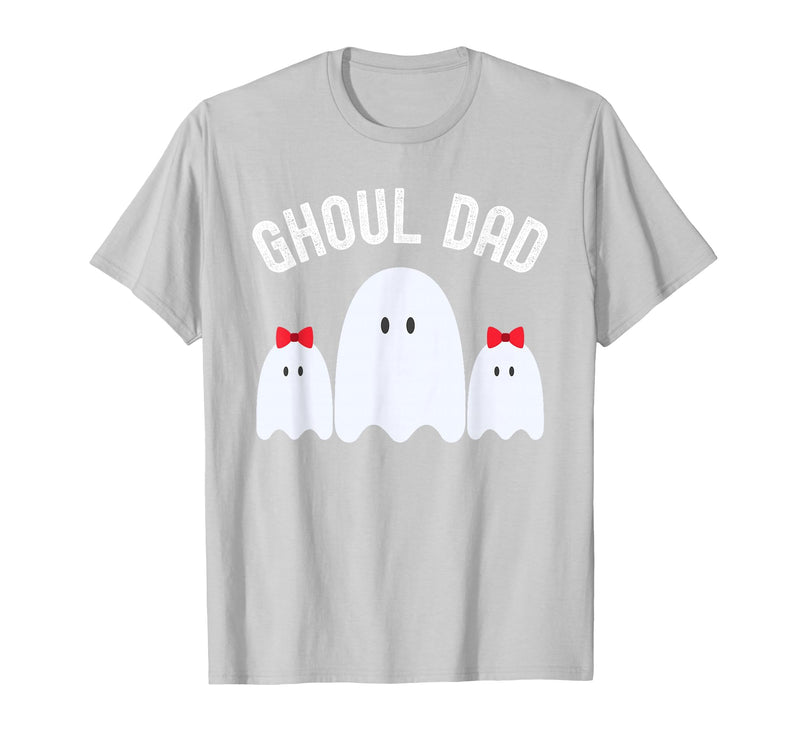 Ghoul Dad, Halloween Daddy Ghost Father of Two Ghost Girls T-Shirt - Silver Grey