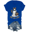 WQFQW Boo JEE 2026 Ghost Funny Halloween Leopard Print Ghost Shirt for Women - Sapphire Blue